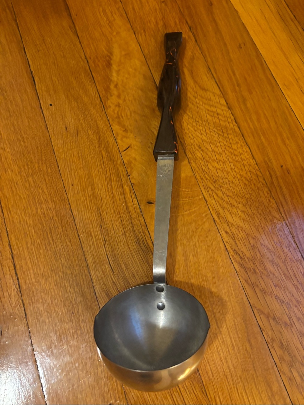 Cutco No. 1715 Stainless Steel Ladle, Brushed, Black Swirl Handle 12 in. EUC